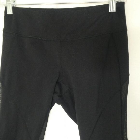 Zella Crop Leggings Black Mesh Panels Small Yoga Athletic Workout Activewear - Picture 2 of 6